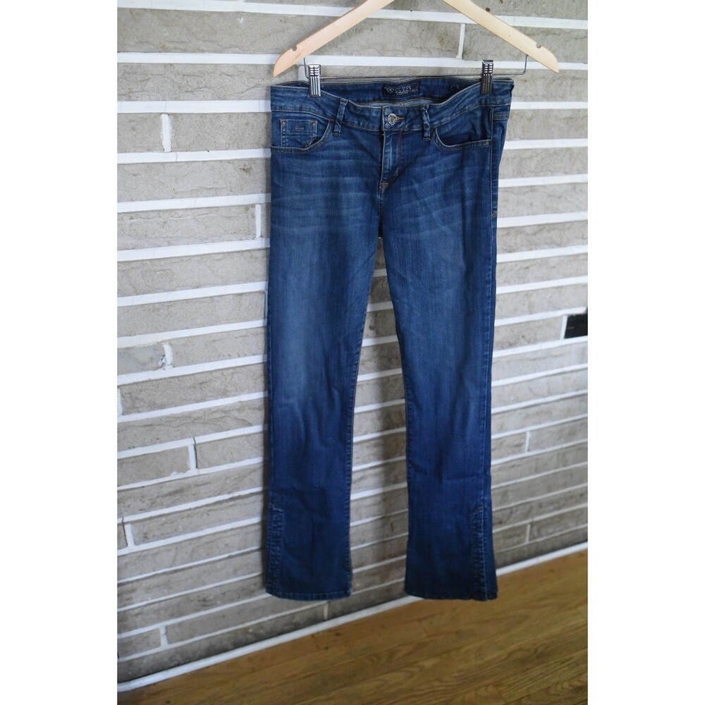 Guess Jeans Women 30 Trumpet Boot Low Dark Denim Low Rise Stretch snap